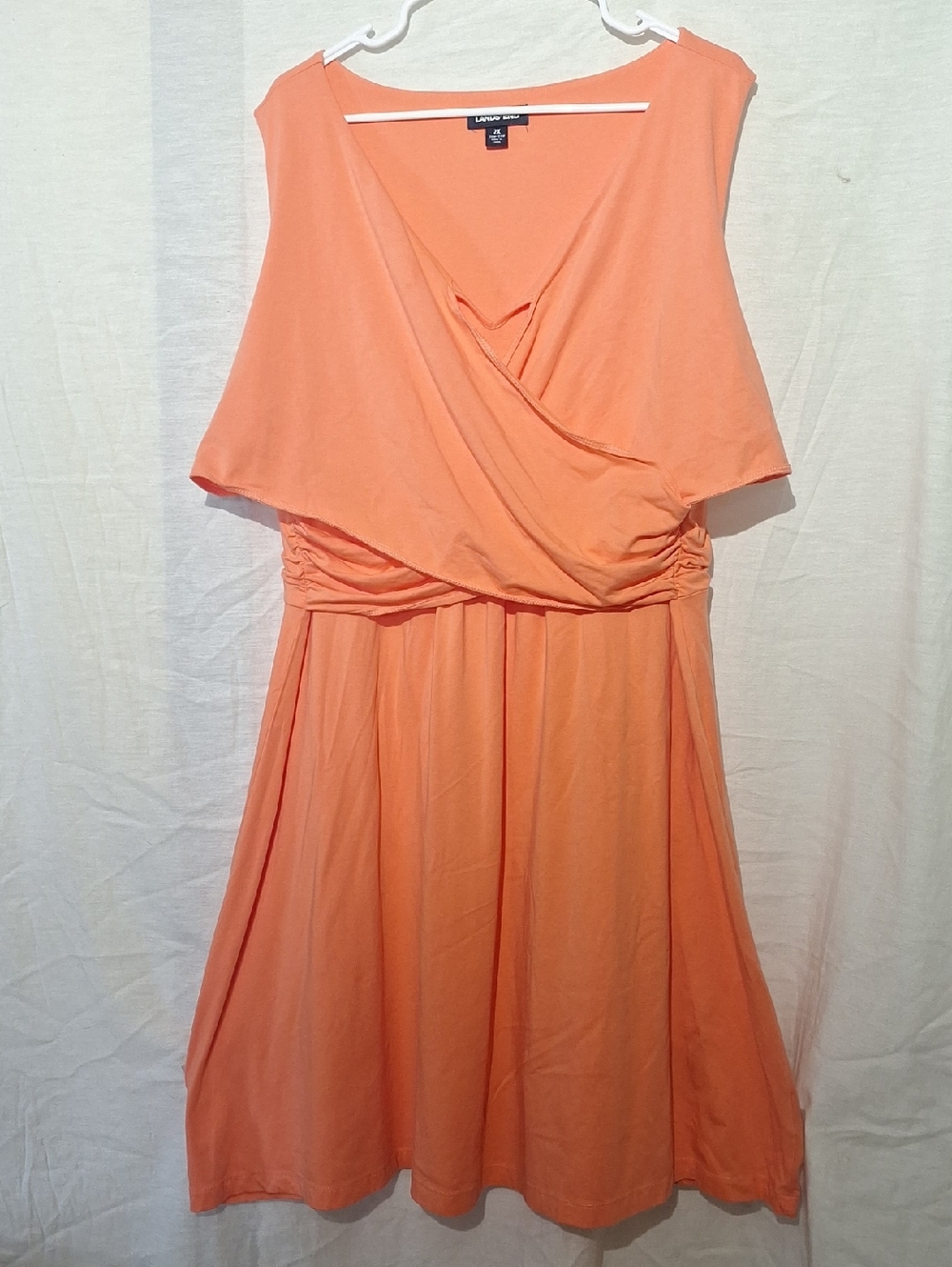 Lands' End Coral Cotton Midi Dress, Skeeveless, Sz 18, NWOT